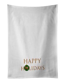 Elo Dog #1 Happy Holidays Kitchen Towel Set of 2 White Dish Towels Decorative Bathroom Hand towel for Hand, Face, Hair, Yoga, Tea, Dishcloth, 19 X 28"