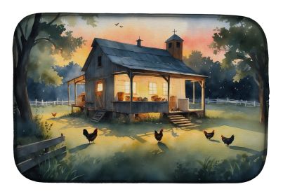 Chicken Coop at Dawn Dish Drying Mat Absorbent Dish Drying Mat Pad for Kitchen Counter Dish Drainer Mat for Countertop, 14 x 21", Multicolor (Default: Default)